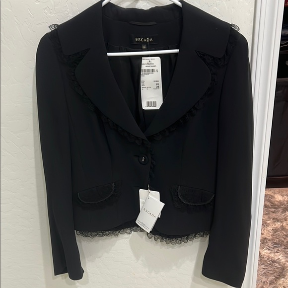 Escada Black Tailored Blazer Classic Notched Lapel